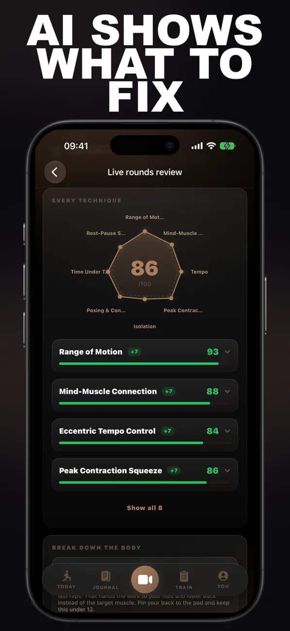 Bodybuilding AI: Coach app screen 1